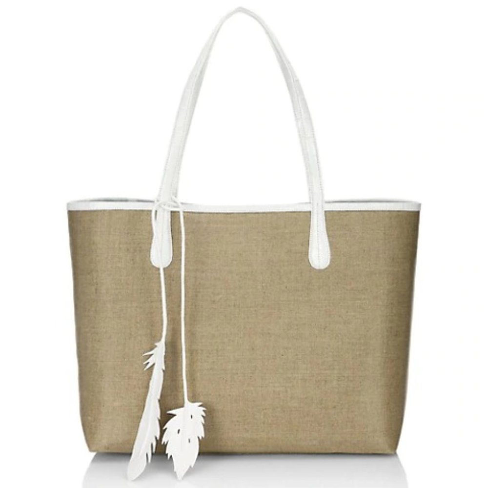 Nancy Gonzalez  Crocodile-Trimmed Canvas Tote Bag